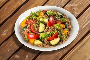 Fresh delicious salad with fresh vegetables