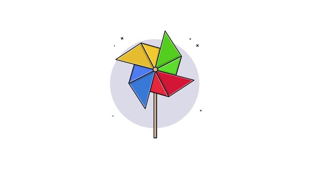 Colorful pinwheel toy vector simple style bright colors childhood fun high quality professional