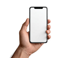 Hand holding a smartphone displaying a blank screen in a neutral setting with no distractions in view Generative AI