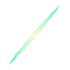 Diagonal green lightning bolt on transparent background
