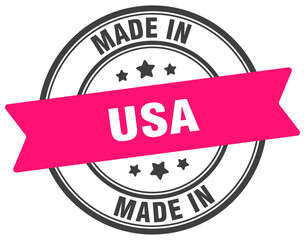 Made in usa round sign. Made in usa stamp.