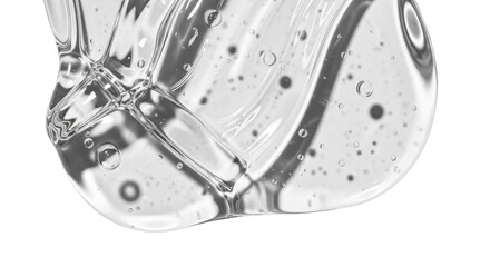 Gel serum texture. Clear skin care liquid drops. Water drops. Cosmetic product swatch isolated on white background