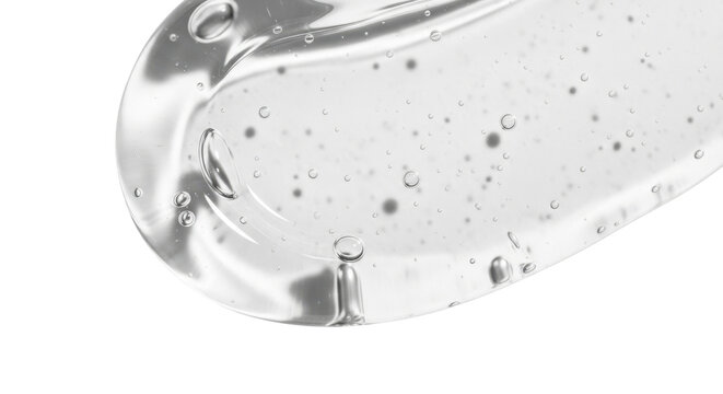 Gel serum texture. Clear skin care liquid drops. Water drops. Cosmetic product swatch isolated on white background