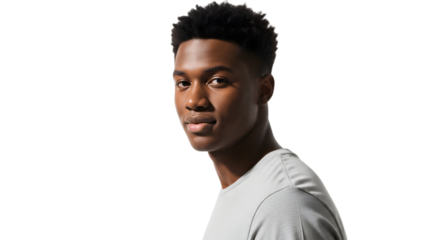 Handsome young man poses confidently, radiating charm and a friendly demeanor. 