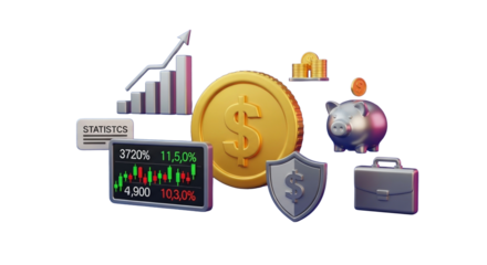 Banking, trading, investment, statistic 3D icon. Finance business concept