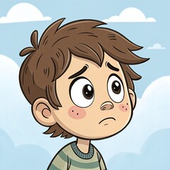 Obraz premium A funny cartoon vector illustration of a smiling boy character with little hair, a bright face, and a fun fashion drawing