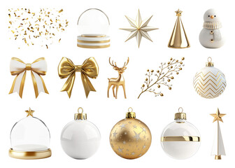 Naklejka na ściany i meble PNG Elegant gold Christmas decorations collection, element set on transparent background
