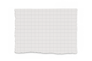 Torn grid paper note with rough edges providing blank copy space on a transparent background