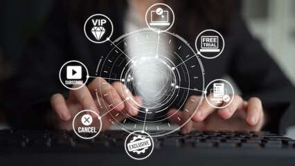 Concept of subscription services provides exclusive digital content. This model offers continuous access, enhancing subscription services with personalized experiences and benefits. Funnel