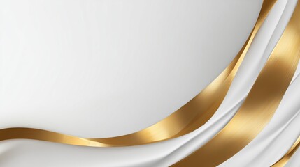 Minimal white luxury background with a smooth golden curved accent, creating a high-end elegant layout suitable for branding, packaging, or upscale invitations.