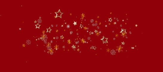 Elegant festive background with golden stars and snowflakes on a rich red backdrop. Perfect for Christmas, holidays, celebrations, and winter th