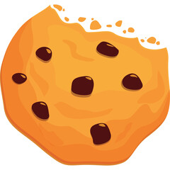 Crispy Chocolate Chip Cookie With Bite Taken Out On Transparent Background Sweet Dessert Food