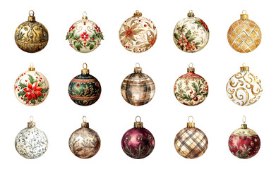 Fototapeta premium PNG Vintage ornate Christmas ornaments collection, element set on transparent background