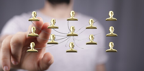 Visualize your digital connection with this network of people symbolizing collaboration, leadership, and teamwork in a modern business.