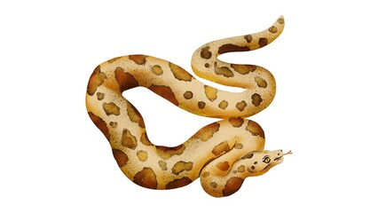Watercolor Snake Illustration – Realistic Hand Drawn Reptile Artwork on White Background - 1