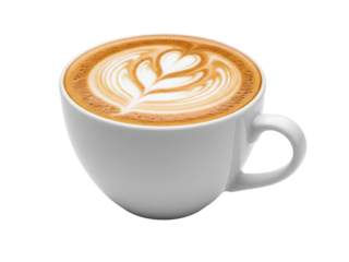 White Coffee Cup with Rosette Pattern Latte Art