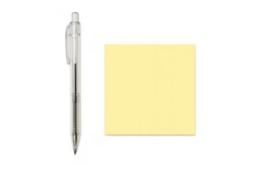 Pen writing on blank sticky note transparent background