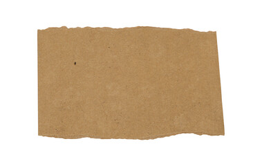 Obraz premium Torn brown cardboard paper piece isolated on white background, Torn sheets of paper, torn paper strips.paper PNG file clipart