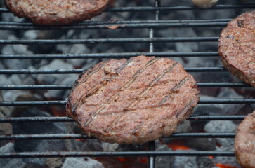 cooking in the garden on a barbecue, tasty summer food outdoors 