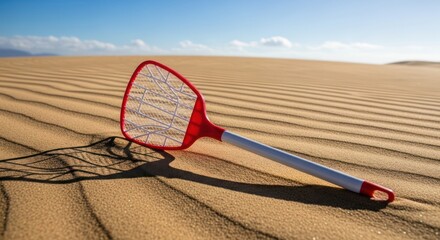 Surreal juxtaposition fly swatter in the desert a humorous take on desert survival necessities