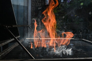 cooking food on charcoal fire summer party fun  