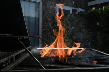 cooking food on charcoal fire summer party fun  