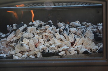 garden barbecue, outdoor living cooking food on charcoal fire summer party fun  