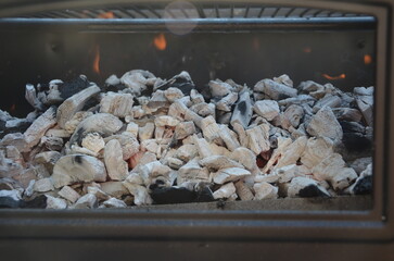 garden barbecue, outdoor living cooking food on charcoal fire summer party fun  