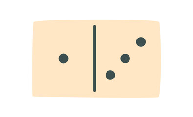 Flat black and white domino tile on light background. Stylish game piece with puzzle design and contrasting dots. Great for boardgame, table game visuals, or playful hobby concepts. Perfect for