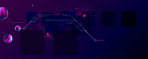 Dark retro futuristic cyberpunk elements abstraction background cosmos synthwave vaporwave retrowave glitch circle with blue and pink glows