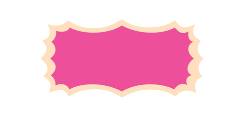 Groovy border with retro scallop outline forms a bold rectangle frame in pink and cream. Y2k element and pop label, creative graphic background for vintage stylish designs.