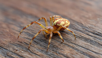 Obraz premium Spider Auratum Bracyphelm resting on wooden surface