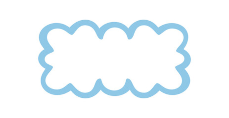 Groovy retro frame in cartoon graphic style with wavy scallop border and rectangle outline. Blue y2k graphic shape as playful abstract background and creative element for stylish vintage label use.