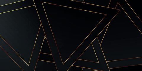 Abstract background with a modern and futuristic layered triangular shape. Luxurious gold line decoration background concept for  covers, banners, brochures, certificates and presentations.