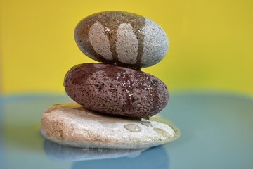 Stacked Stones On Water: Calm Zen Balance Moment For Mindful Wellness