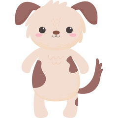 Cute Cartoon Dog With Brown Patches And Floppy Ears Standing On Transparent Background
