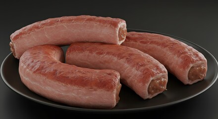 Close-up of Delicious Sausages on a Plate, Perfect for a Hearty Meal