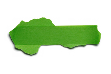 Green adhesive torn paper tape isolated on transparent background
