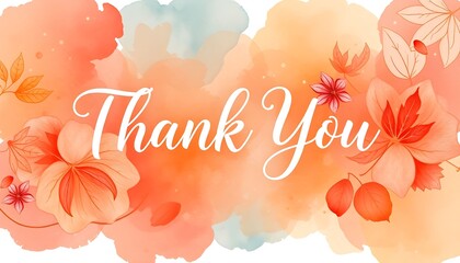 Watercolor floral design with the words "Thank You" in elegant script, perfect for expressing gratitude.