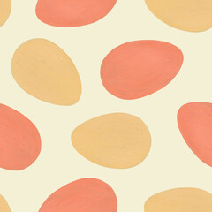 Seamless pattern with abstract eggs. Hand-painted with acrylic paints.