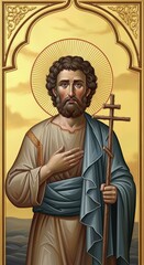 Naklejka premium Andrew the First-Called: apostolic path, holy follower, divine servant, spiritual leader, christian herald, sacred witness, heavenly envoy, revered disciple, faithful preacher, holy mission.