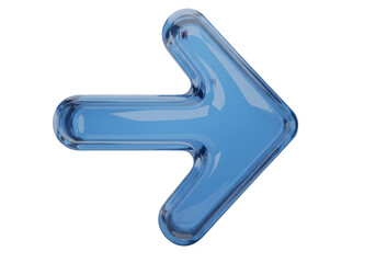 "Glass Transparent Blue 3D Arrow Isolated on Transparent Background PNG – Abstract Modern Object Design"