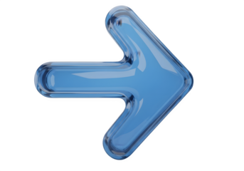 "Glass Transparent Blue 3D Arrow Isolated on Transparent Background PNG – Abstract Modern Object Design"