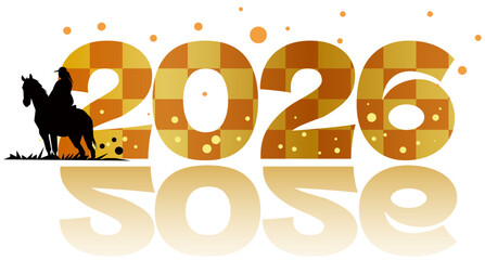 2026年 午年　正月のイラストとタイトルバック