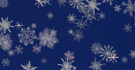 Abstract snowflakes on a dark blue background. Perfect for winter, Christmas, and holiday designs. Ideal for backgrounds, greetings, and festive