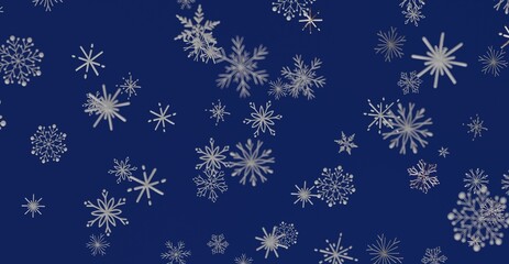 Abstract snowflakes pattern on a blue background, perfect for Christmas cards, winter themes, holiday designs. Ideal for seasonal greetings and