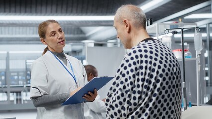 Medical researchers performing observation study in a laboratory setting, analyzing side effects...
