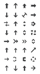 A diverse collection of pixelated arrow icons for digital interfaces.