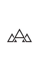 Geometric mountain range logo design representing adventure and exploration concepts.