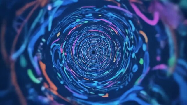 Endless Journey Through a Swirling Neon Digital Vortex.